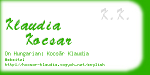 klaudia kocsar business card